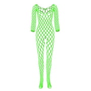 QENGING Lingerie for Women Lace V Neck Bodysuits Fishnet Open Crotch Mesh Netting Stockings Chemise Sleepwear Deals of The Day